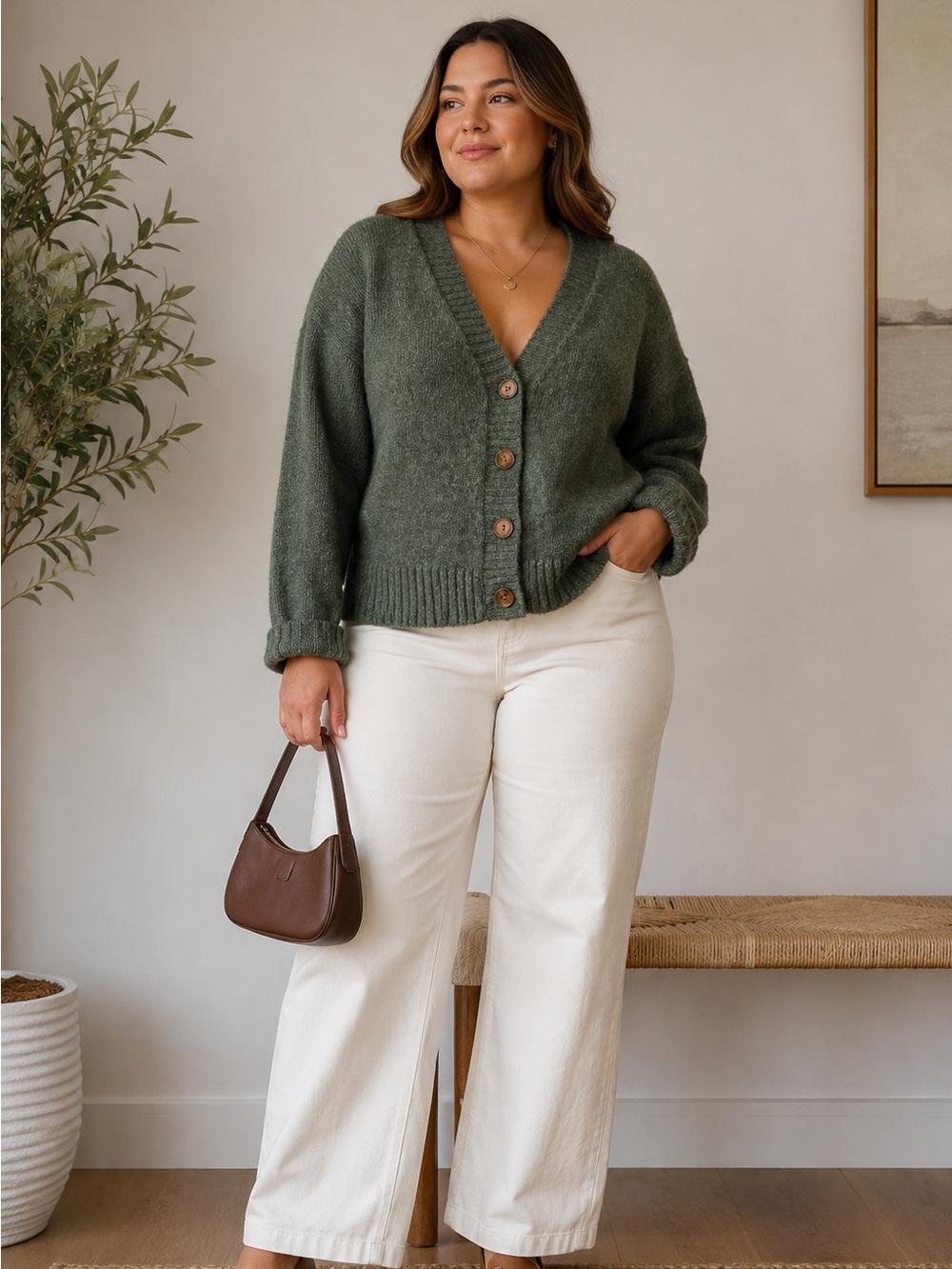 Old Navy Olive Green Button-Up Cardigan Sweater